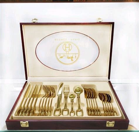 hermes cutlery gold|very expensive dining set hermes.